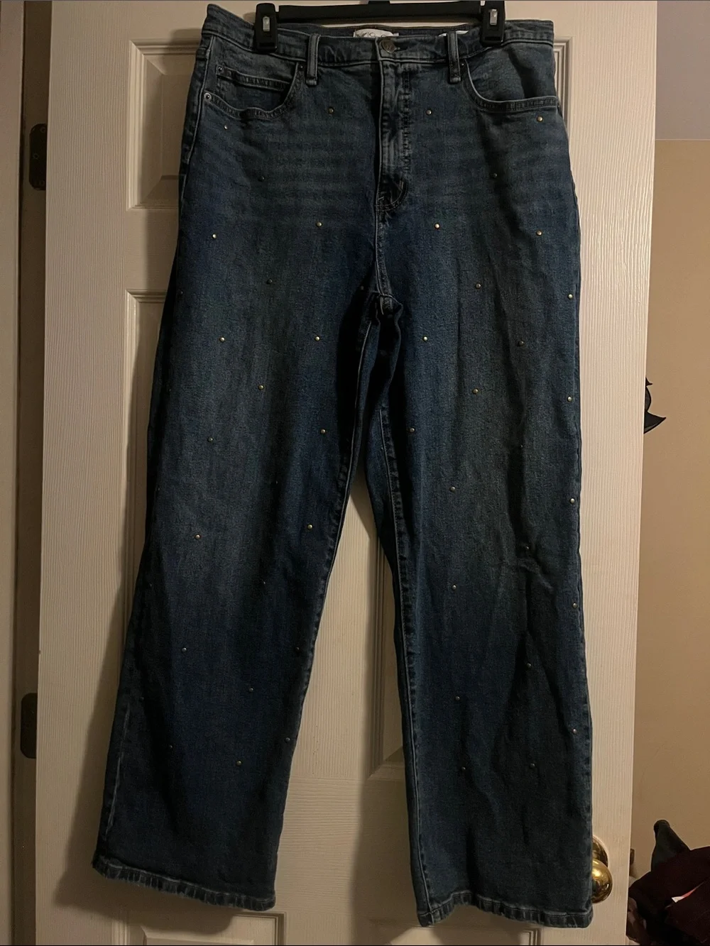 Jessica Simpson Navy Blue Straight-Leg Jeans with Stud Accents